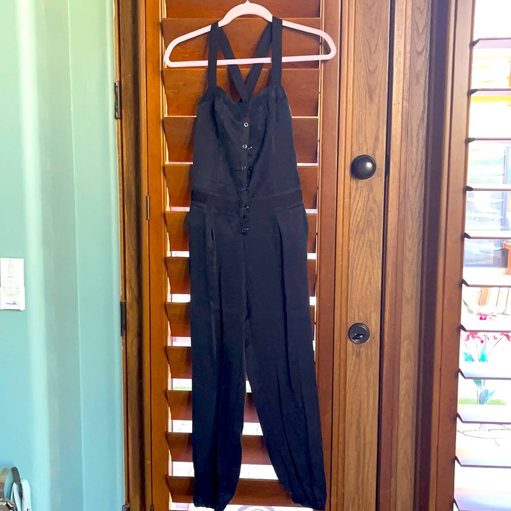Black 100% REAL SILK Jumpsuit